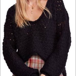 Free People Black Crew Neck Sweater